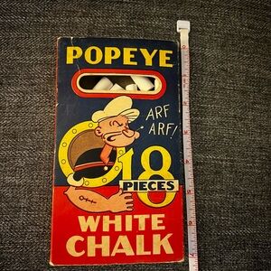 Vintage 1936 Popeye the Sailor White Chalk Box. Some pieces remain